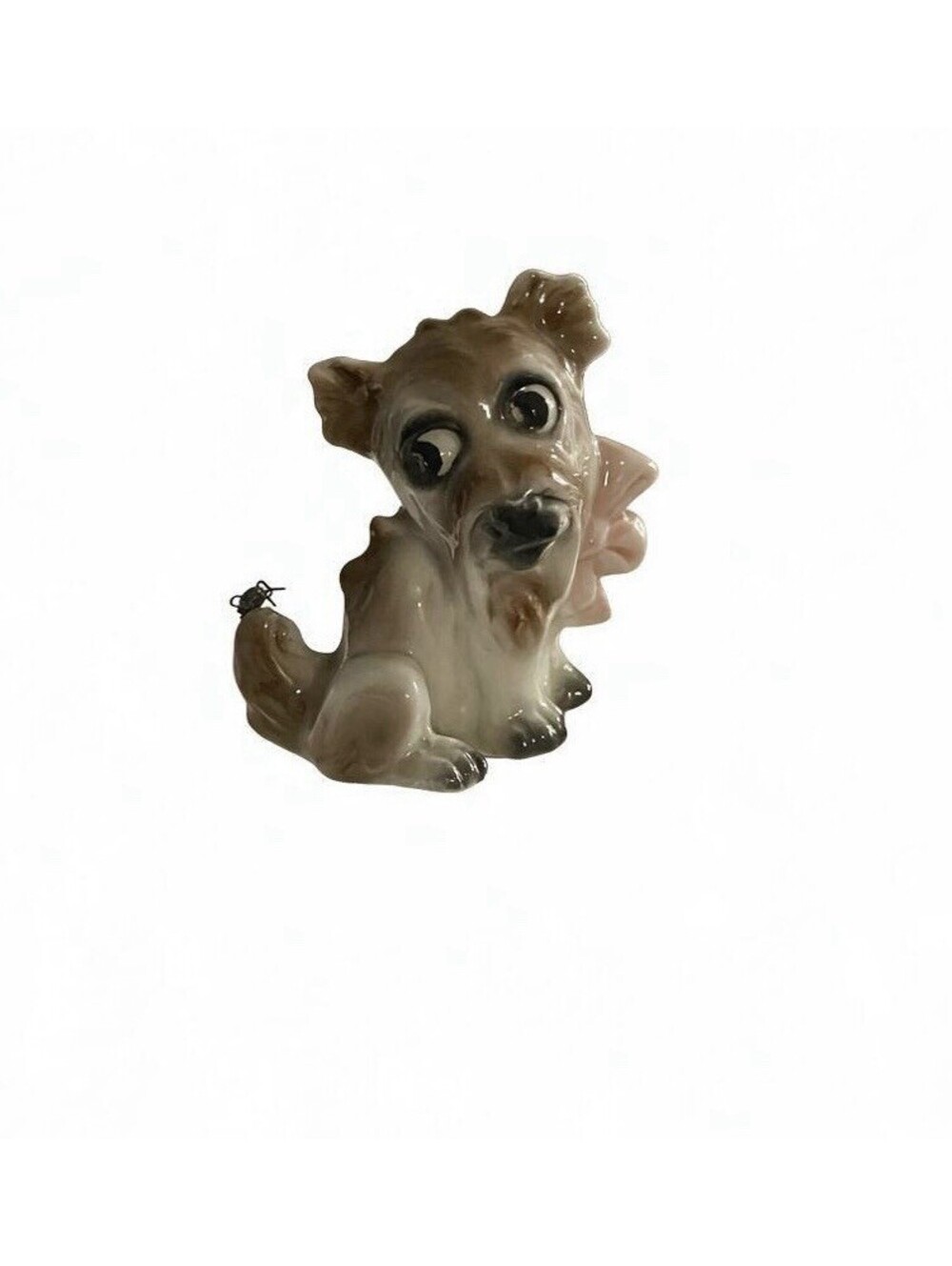 Antique Sitzendorf Germany Side-Eye Puppy Scared of Fly Figurine - RARE